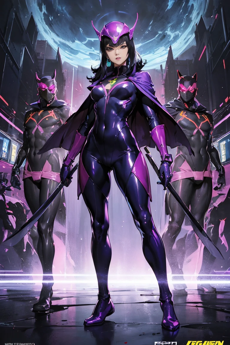 perfect proportions, anatomically correct, (head to toe: 2.0), (full body image: 2.0), solo, (Casshern: 1.6), extremely stylized, deviant art, masterpiece, highly detailed, detailed eyes, expressive detailed eyes, detailed pupils, futuristic, ((1950s scifi helmet)), ((pointy helmet)), Rubber Gloss, (flightsuit:1.4), big boots, entire body image, full body shot, nvinkpunk, professional photograph of alexander_skarsgard, tassles, large beads, (large tassels), cyberpunk, inkpunk, paint platter, ink splatter, (action pose:1.0), ((holding a sword))125
(​masterpiece, top-quality, Official art:1.2)Look at viewericro bikini, tiger and girl, Tiger painting}A flash of light runs, Colorful water levitation(2D:1.5),Allalyn in shiny purple suit standing on the floor,  shiny, wearing atsuko kudo  outfit, wearing tight suit, smooth purple skin, Purple body, shiny metallic glossy skin, shiny plastic, futuristic glossy  suit, shiny plastic armor, shiny glossy skin, tight full body suit, Wearing , shiny and metallic, Glowing purple, Glossy,Cloak, Skeleton exoskeleton A brave and courageous image of a 6 member ranger team, Each one is decorated in vibrant colors such as:: Pink, red is front of center, violet,  Green, yellow, blue black, white,. Dynamic poses in a background that exudes energy and courage, neon, fire, plasma, Fluorescent,  shocking, bomber, fighting pose, action pose, Embodying the essence of the classic Sentai superhero team. Each Ranger:: The attire is sophisticated and modern, Each color has elements that reflect its theme., Ready for action. ((Camel Toe)), weapons, in cinematic lighting, cover art mixed cinema poster style, 