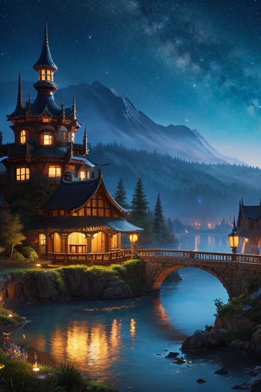 Highest quality、Landscape painting、Night view、Fantasy