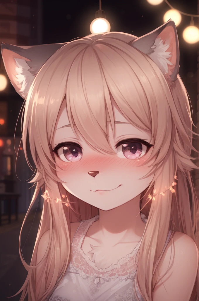 (furry:1.2), focus on face, blush, beautiful lights and shadows