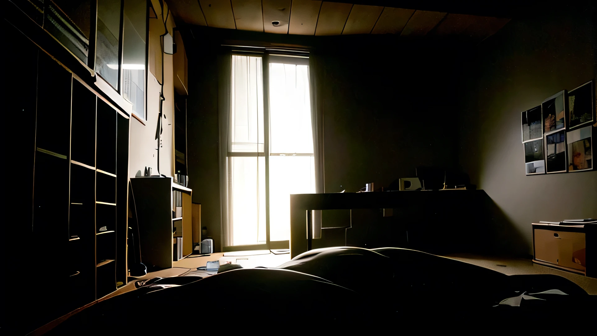 Dark Room、There are a lot of things scattered around、My Room、One person、Late Night、highly detailed