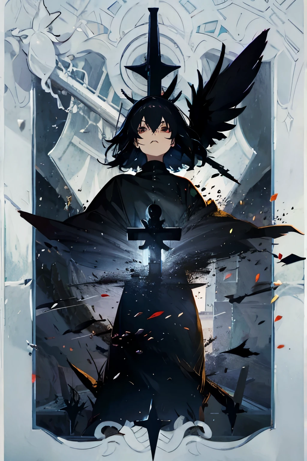 cemetery crow knight scary cross