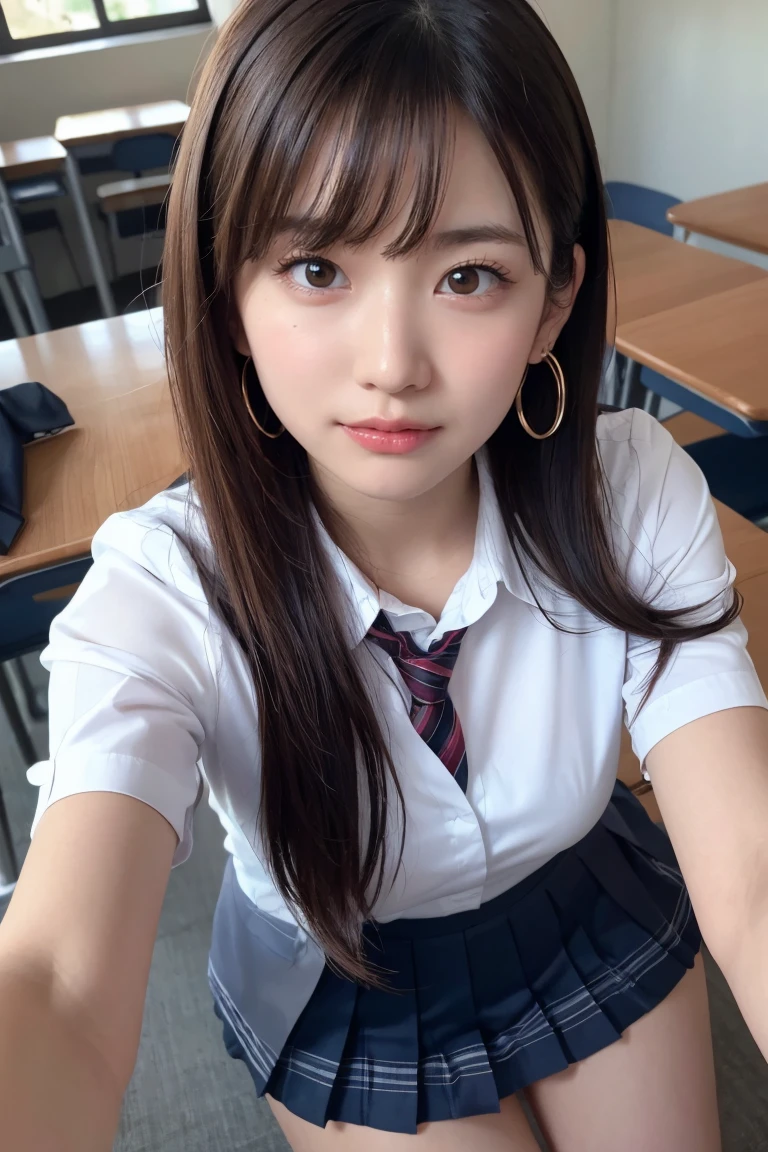 ((Highest quality, 8k, masterpiece: 1.3, One Girl, beautiful girl)), cute, dynamism, Detailed face, Detailed skin, Detailed clothing, Detailed eyes, Detailed lips, Detailed tongue, Detailed fingers, Mouth Details, Realistic, RAW Photos, High resolution, Natural light, Dynamic pose, Perfect Anatomy, Toned Legs, double eyelid, Tear bags, Round eyes, Moisturized lips, Sweaty, ((This passage, Marine Kitagawa)) Blonde and pink hair, Metal collar, ear Earrings, Earrings, Long Hair, Earrings, Red eyes, Straight hair, Swept-apart bangs, Gradient Hair, School uniforms, blazer,White shirt, tie, Checkered Pleated Skirt, Ecstatic face, Ahegao, Drooling, View your audience, (pants, Pull down your panties, Grab your chest), In the classroom at dusk, Sticking your butt out in front,pantsが見えている,My chest is visible