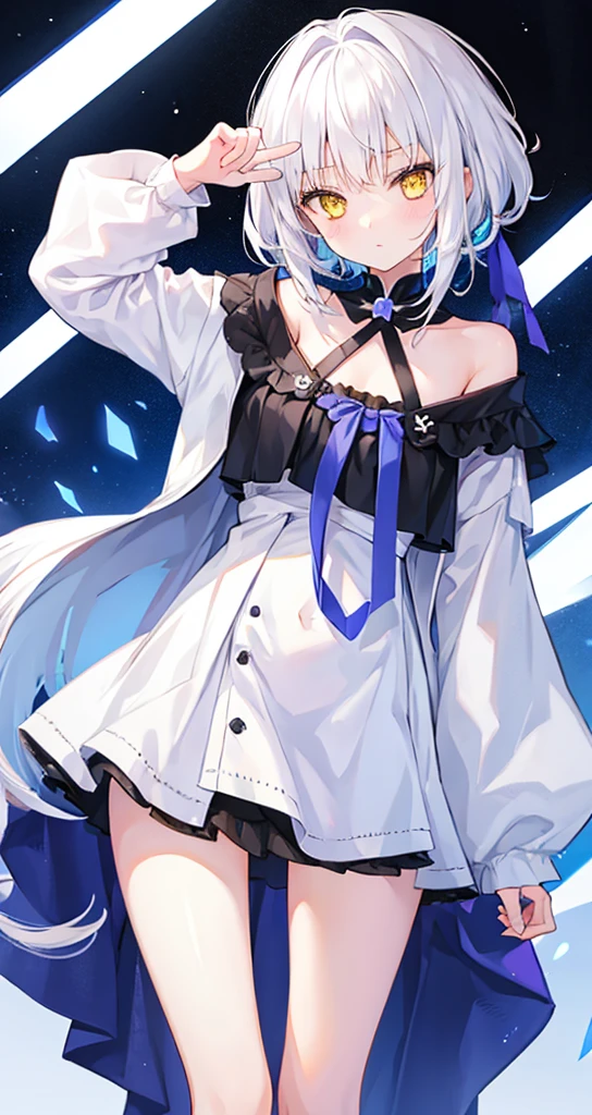 girl cute White Hair Yellow Eyes