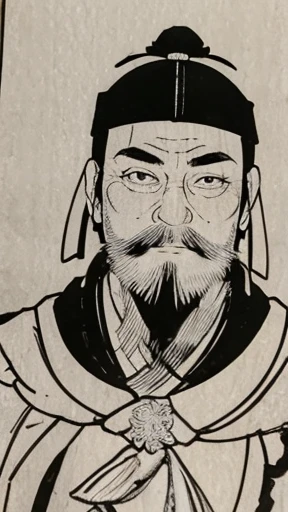 (((whole body))),((Monochrome)),(((Ink Painting))),Oriental、Men in ancient Chinese costumes、(ancient chinese hairstyle male)、As seen in the Romance of the Three Kingdoms々military commander、Highest quality、masterpiece、Ultra-high resolution、(Realistic:1.4)、Game Poster、Crisp and beautiful image quality、beard、Embroidered cloth wrapped around a topknot、whole body ,(Skin of color, ),(beard):1.2), (Very detailed, bloom:1.5), (Highest quality, Concept Art, 4K), (analog:1.2), (high sharpness), (Detailed pupil:1.1), Detailed face and eyes, masterpiece, Highest quality, (Very detailed photos:1.1), 8k, (Dynamic Short Hair), (PurerosFace_v1:0.2), [:(Detailed face:1.2):0.2], sharp, Shadow, 