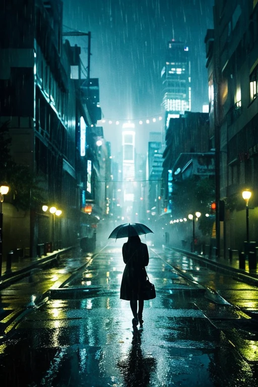 Highest quality、masterpiece、High definition、landscape、In the heavy rain、melancholy、dim