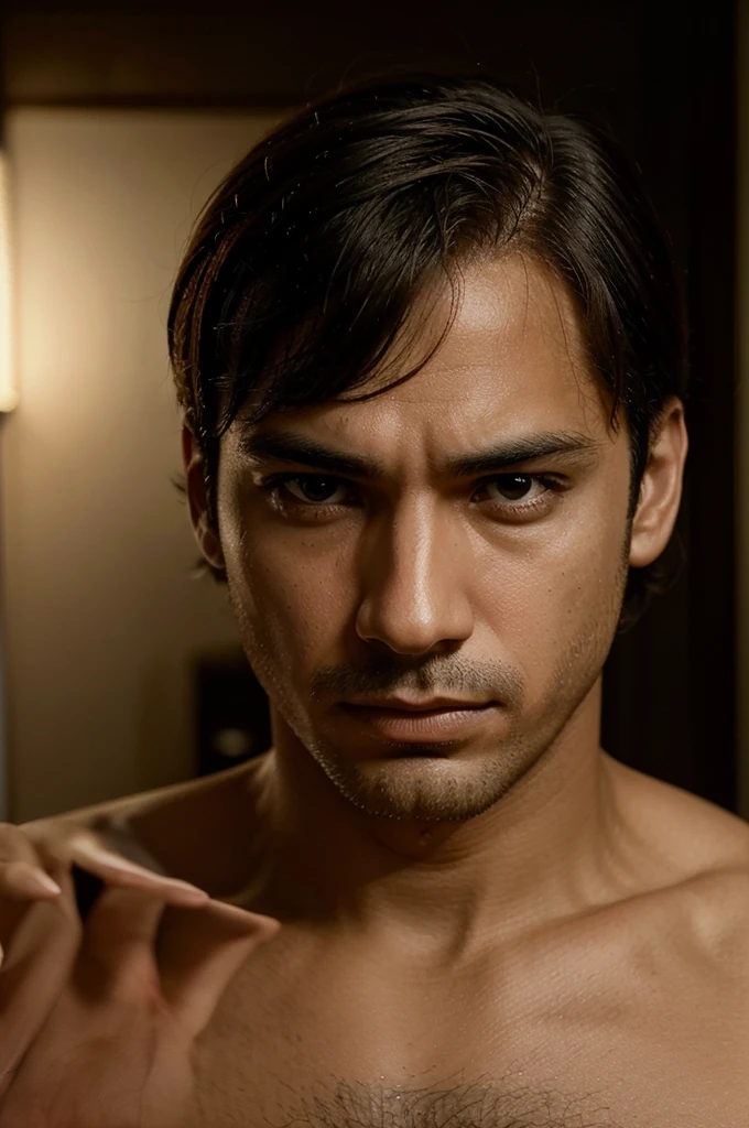 His expression is neutral, with a hint of seriousness, conveying a composed and thoughtful demeanor.