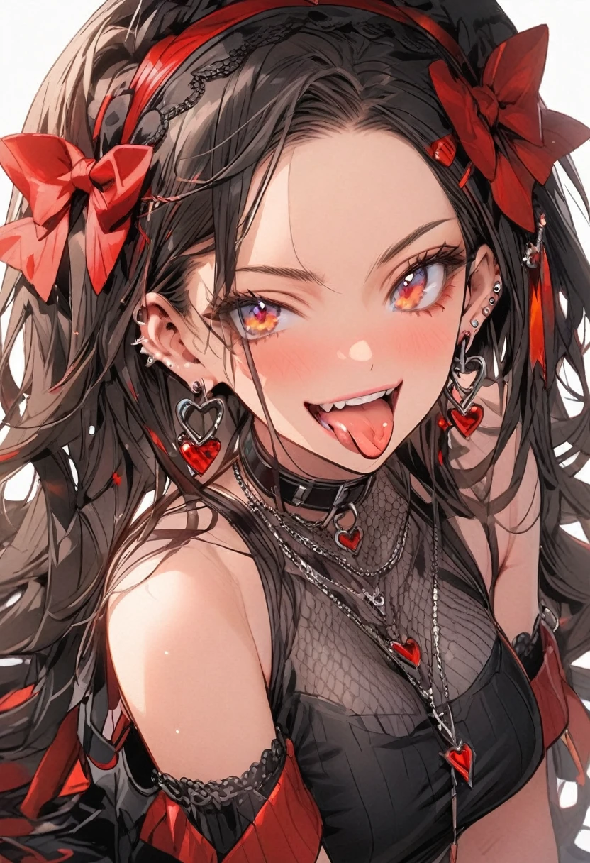 red, tongue,Gal,Earrings,red