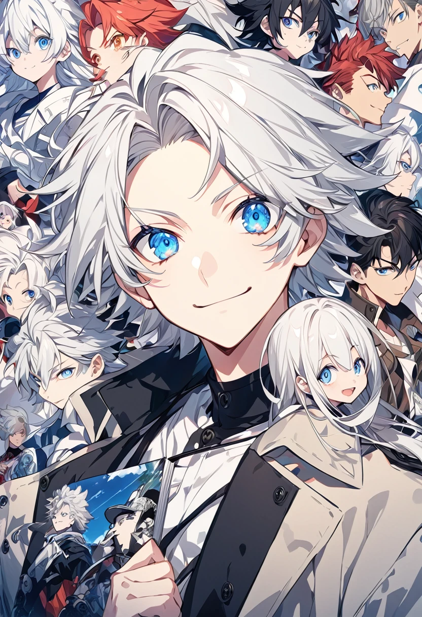 Anime character with long white hair and blue eyes, Best anime 4k konachan wallpaper, White-haired God, A flood of gray hair, Tall anime guy with blue eyes, , 4K Manga Wallpapers, nagito komaeda, Anime Style 4K, Young Anime Guy, Anime Art Wallpapers 8K, anime wallpaper 4k, Anime Wallpaper 4K Slim Fit Long Trench Coat Smiling Slightly Curved Eye Corners