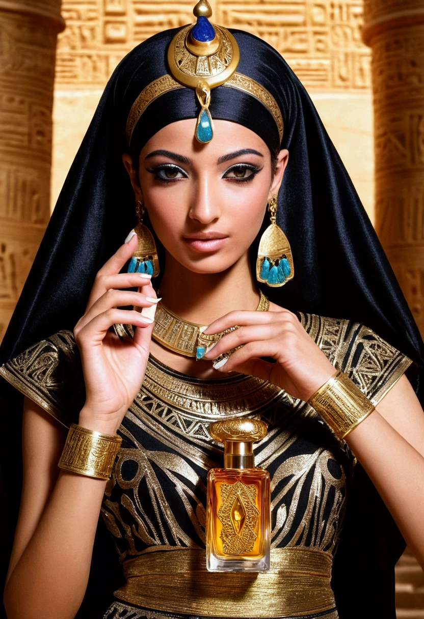 Create an image of ancient Egyptians making perfumes