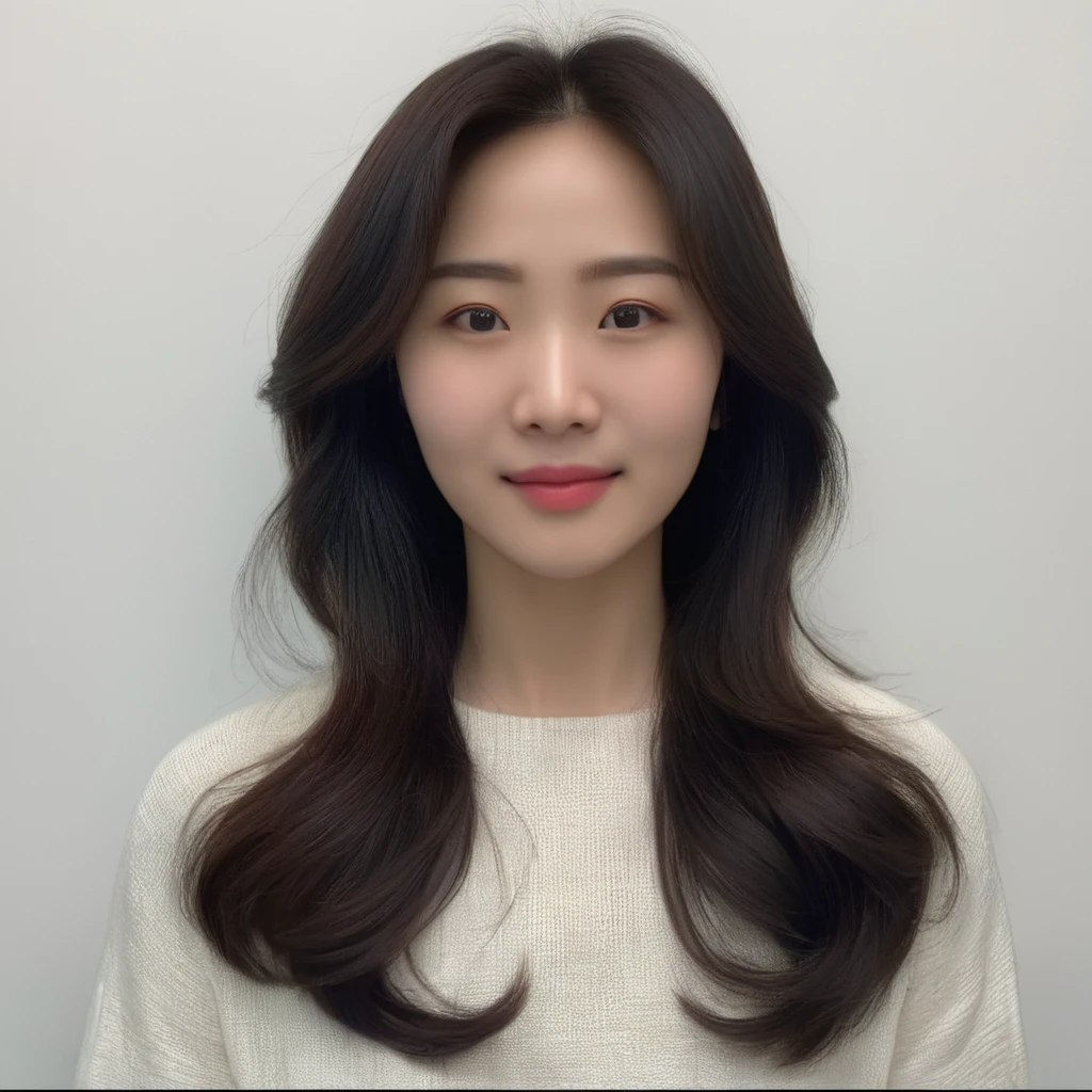 Best Quality, 8k, Masterpiece, (Portrait: 1.3), (photo realistic:1.4), (hyper realistic:1.4), Sharp Focus, looking at viewer, (smoother lighting:1.1), (increase cinematic lighting quality:0.9), realistic lighting, backlighting, light on face, ray trace, (brightening light:1.2), (Increase quality:1.4), sharp detail, (best quality real texture skin:1.4), finely detailed eyes, black_eyes, finely detailed face, 25 year old Korean woman,smiling_face