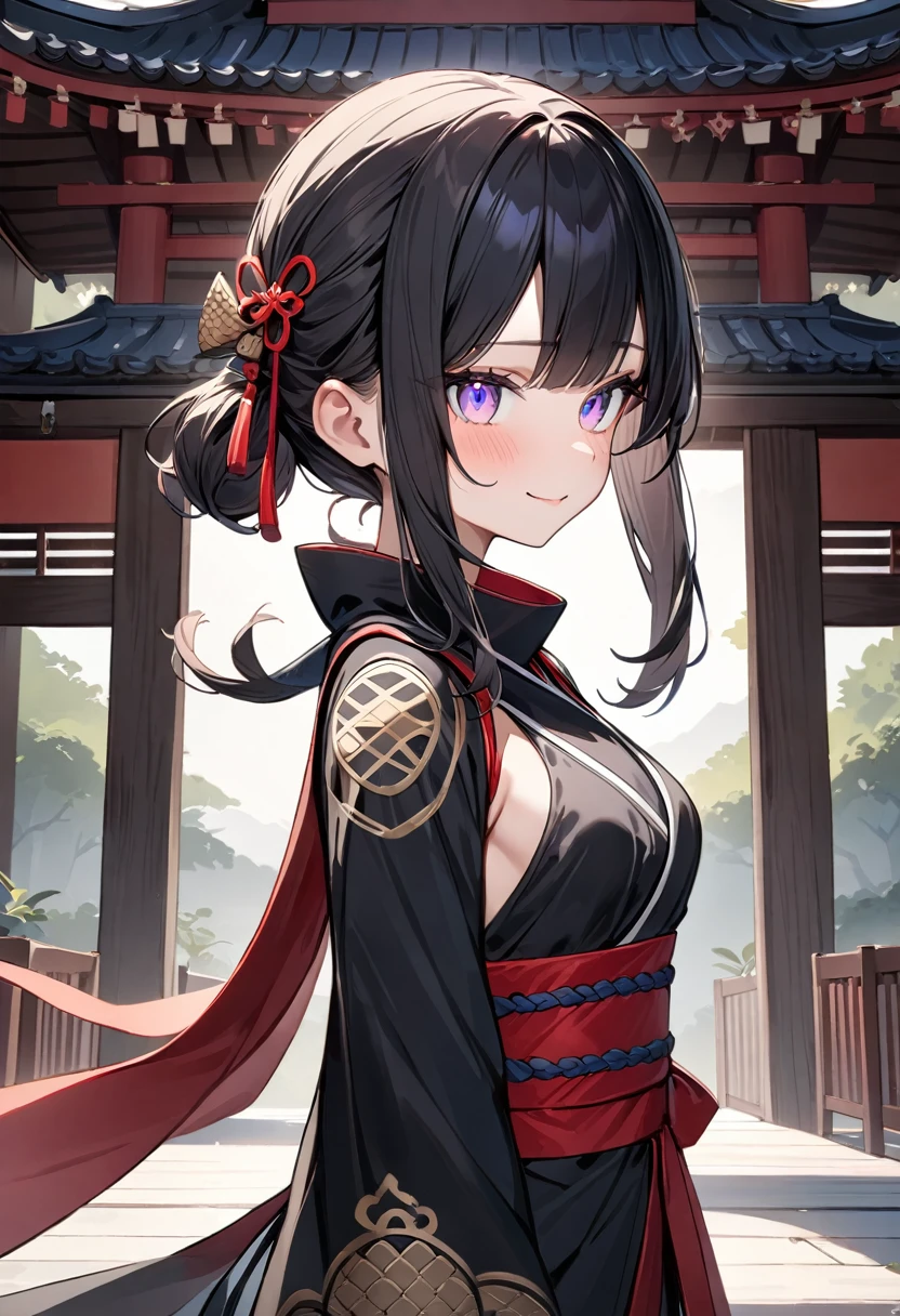 (masterpiece, top quality, very aesthetic, 4k、illustration), intricate detail, 1girl,Standing 、(upper body)、Randomsmile、()、,
Cute 、Random Hair Color、,middle hair,sidelock ,Random Color eyes、ninja clothes、small breasts、Slim 、