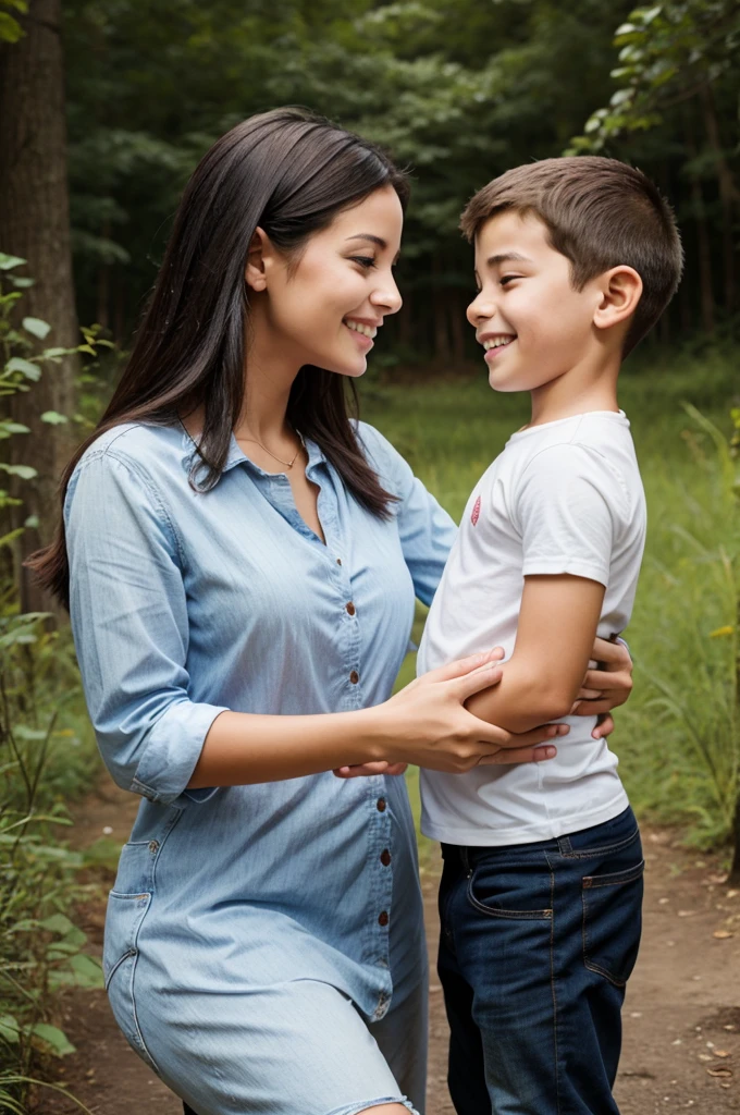 Woman and son nature happiness