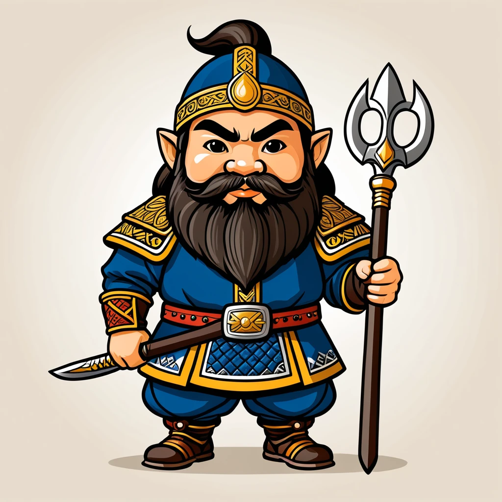 japanese dwarf warrior in swedish folk outfit, vector graphics, strong contours