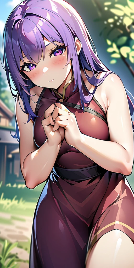 ((Highest quality、masterpiece、anime style、best quality、high resolution、8k、detailed、ultra-detailed:1.3))、Long legs、Sharp focus:1.2, Beautiful woman with perfect figure:1.4、(Smiling:1.2), double eyelid、30-year-old female、Sexy pose、((((Close your mouth、One Woman、Monk、The background is a different world、Outdoor:1.5))))、(((((Hands on the side of the body)))))、High resolution, solo, Highest quality,