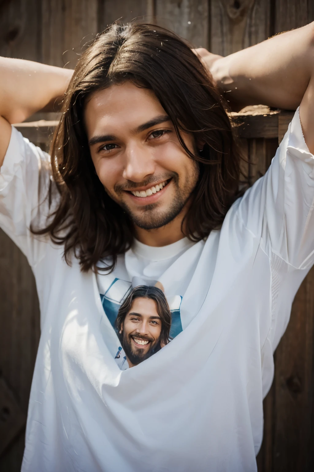 Jesus smiling, do not fear I am with you, young man crying