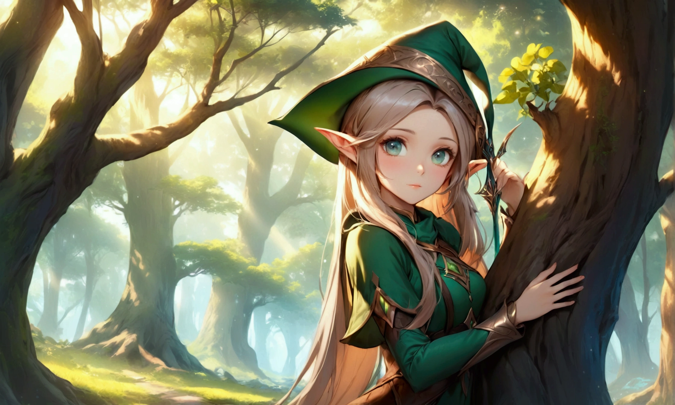 Beautiful elf with eyes closed, anime girl with long hair and elf hat leaning against a tree, beautiful wood elf, fantasy art style, epic fantasy art style hd, 2. 5 d cgi anime fantasy artwork, elf girl, portrait of very beautiful elf, fantasy style art, beautiful fantasy art, hd fantasy art, alluring elf princess knight, beautiful fantasy art portrait, high quality fantasy art, Anime girl with long hair and elf hat leaning against a tree, beautiful wood elf, Fantasy art style, epic Fantasy art style hd, 2. 5d cgi anime fantasy artwork, Elf Girl, very beautiful elf portrait, Fantasy Art, Beautiful fantasy art, HD fantasy art, Enchanting Elven Princess Knight, Beautiful fantasy art portrait, High quality fantasy art