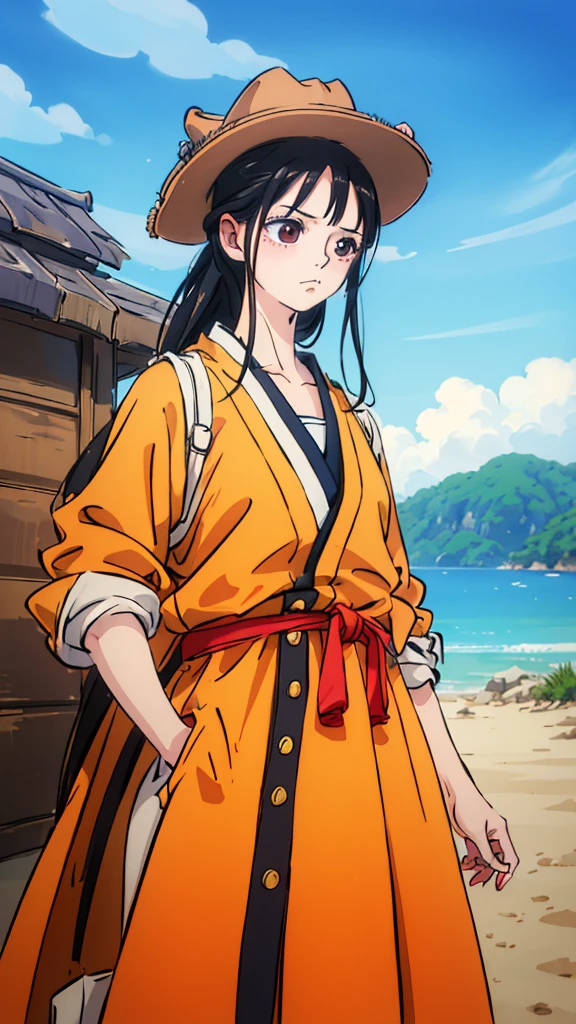 1 girl, standing alone, chizuru, maisKatsumiEstilo, high resolution, HDR, (((best qualityer, work of art))), ultra detailed illustration, [extreme detailed face], (cowboy shot)