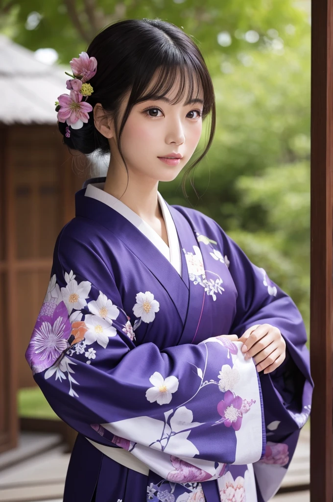 A beautiful woman in a kimono, resembling Murasaki Shikibu