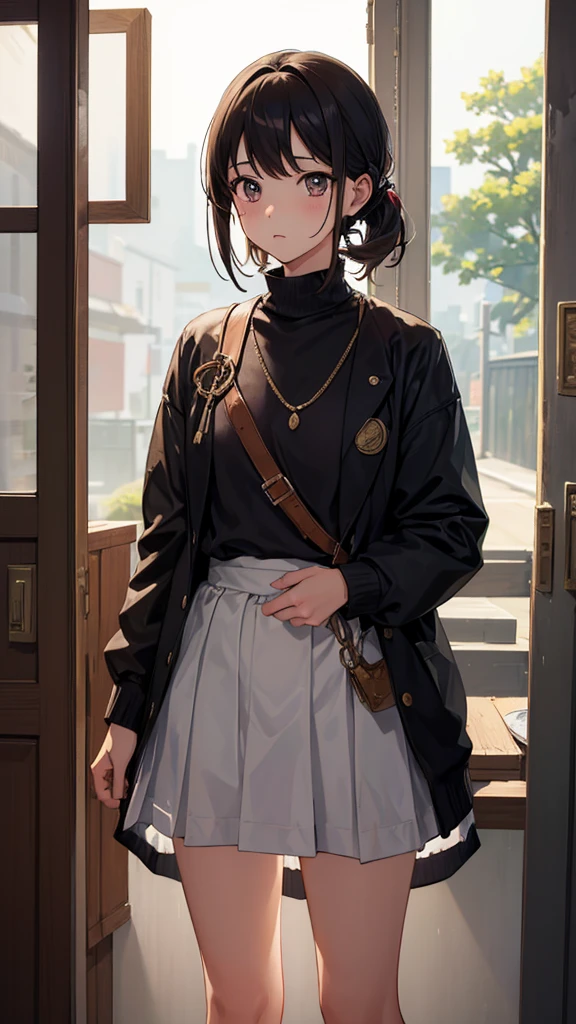 1 girl, standing alone, chizuru, maisKatsumiEstilo, high resolution, HDR, (((best qualityer, work of art))), ultra detailed illustration, [extreme detailed face], (cowboy shot)
