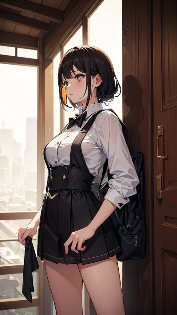 1 girl, standing alone, chizuru, maisKatsumiEstilo, high resolution, HDR, (((best qualityer, work of art))), ultra detailed illustration, [extreme detailed face], (cowboy shot)