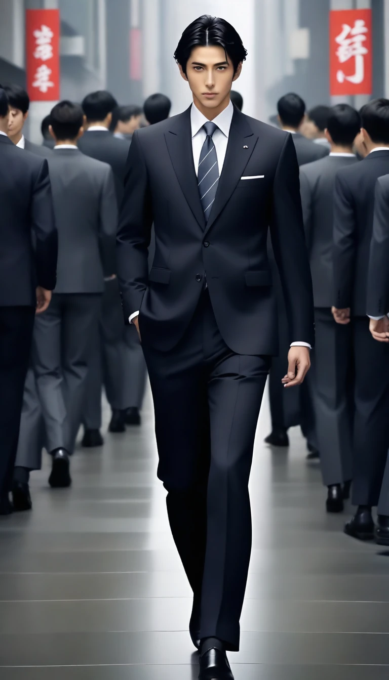 Japan Men in Suits The background is gray