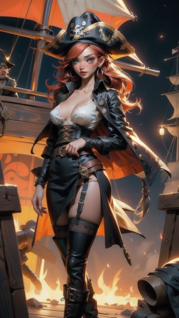 1girl, glossy skin, eyeliner, blush, , perfect , exposed breasts, perfect eyes, beautiful green eyes, female pubic hair, excessive pubic hair, night, low light, firelight, glowing, location deck of a pirate ship,
cinematic lighting, volumetric lighting,
g0thicPXL, glowing, warm lighting,
1girl, (sexy 25 year old woman, perfect body, slim, athletic, tall, pale skin, freckles, medium breasts, puffy nipples, long legs, red lipstick, eyeliner, mascara, big butt, round ass, ginger hair, slender build IncursioDipDyedHair
triss marigold witcher, solo, looking at viewer, seductive look, collarbone, masterpiece, medium, athletic body, cinematic lighting, blushing, cute eyes, dark background, (female pirate clothing, tall black boots, long coat, loose corset, pirate hat, pirate cutlass, large belt, black stockings, garter belt), official art, unity 8k wallpaper, ultra detailed, beautiful and aesthetic, High quality, masterpiece, best quality, 040790-Y, woman, medium breasts,
