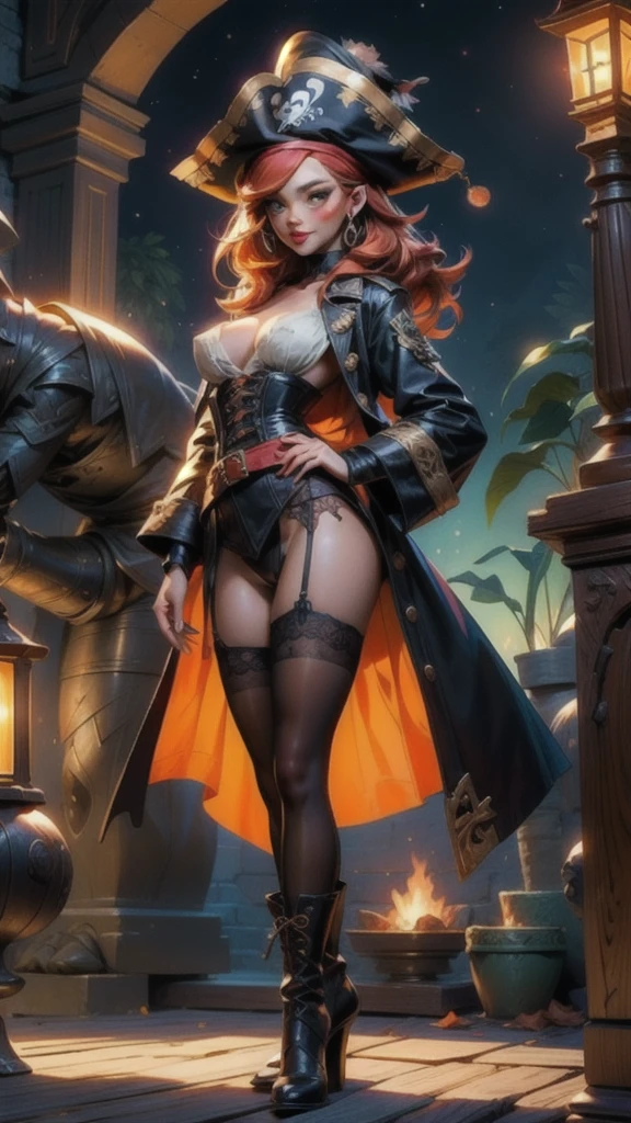 1girl, glossy skin, eyeliner, blush, , perfect , exposed breasts, perfect eyes, beautiful green eyes, female pubic hair, excessive pubic hair, night, low light, firelight, glowing, location deck of a pirate ship,
cinematic lighting, volumetric lighting,
g0thicPXL, glowing, warm lighting,
1girl, (sexy 25 year old woman, perfect body, slim, athletic, tall, pale skin, freckles, medium breasts, puffy nipples, long legs, red lipstick, eyeliner, mascara, big butt, round ass, ginger hair, slender build IncursioDipDyedHair
triss marigold witcher, solo, looking at viewer, seductive look, collarbone, masterpiece, medium, athletic body, cinematic lighting, blushing, cute eyes, dark background, (female pirate clothing, tall black boots, long coat, loose corset, pirate hat, pirate cutlass, large belt, black stockings, garter belt), official art, unity 8k wallpaper, ultra detailed, beautiful and aesthetic, High quality, masterpiece, best quality, 040790-Y, woman, medium breasts,