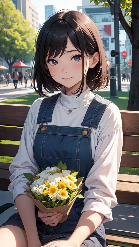 (Highest quality、High resolution), A young boy is confessing his feelings to an older woman. The older woman has a smile that is a mixture of amusement and affection., Her expression is teasing、Not cruel. She raised her eyebrows a little、Staring at the boy with a playful expression。, Intelligent smile, To tell "Stupid, You are too young." The background is simple、, Intimate atmosphere, Park benches and quiet streets. The overall atmosphere is bright and warm., Capture the humor and kindness of the moment. Browsing Caution