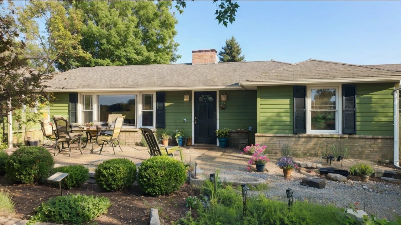 Change the color of the brown brick section of the house to a very light yellow