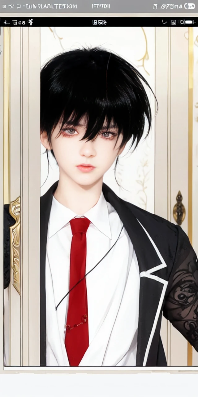 ((SUPER REALISTIC)), ((ULTRA DETAIL)), anime boy with black hair and red eye, beautiful detailed eyes, beautiful detailed lips, extremely detailed face and features, long eyelashes, perfectly shaded, realistic skin texture, intricate details, dynamic lighting, cinematic composition, vibrant colors, masterpiece