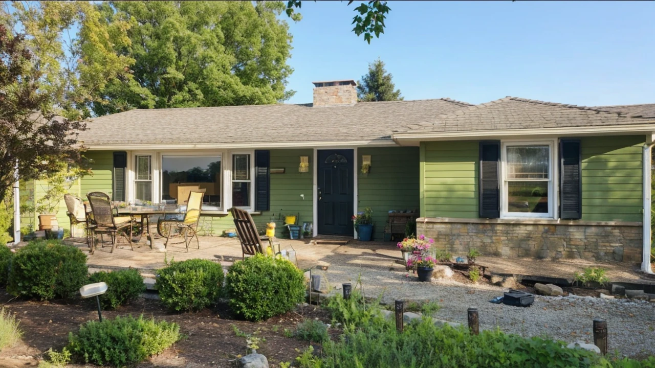 Change the color of the brown lower section of the house to a very light yellow