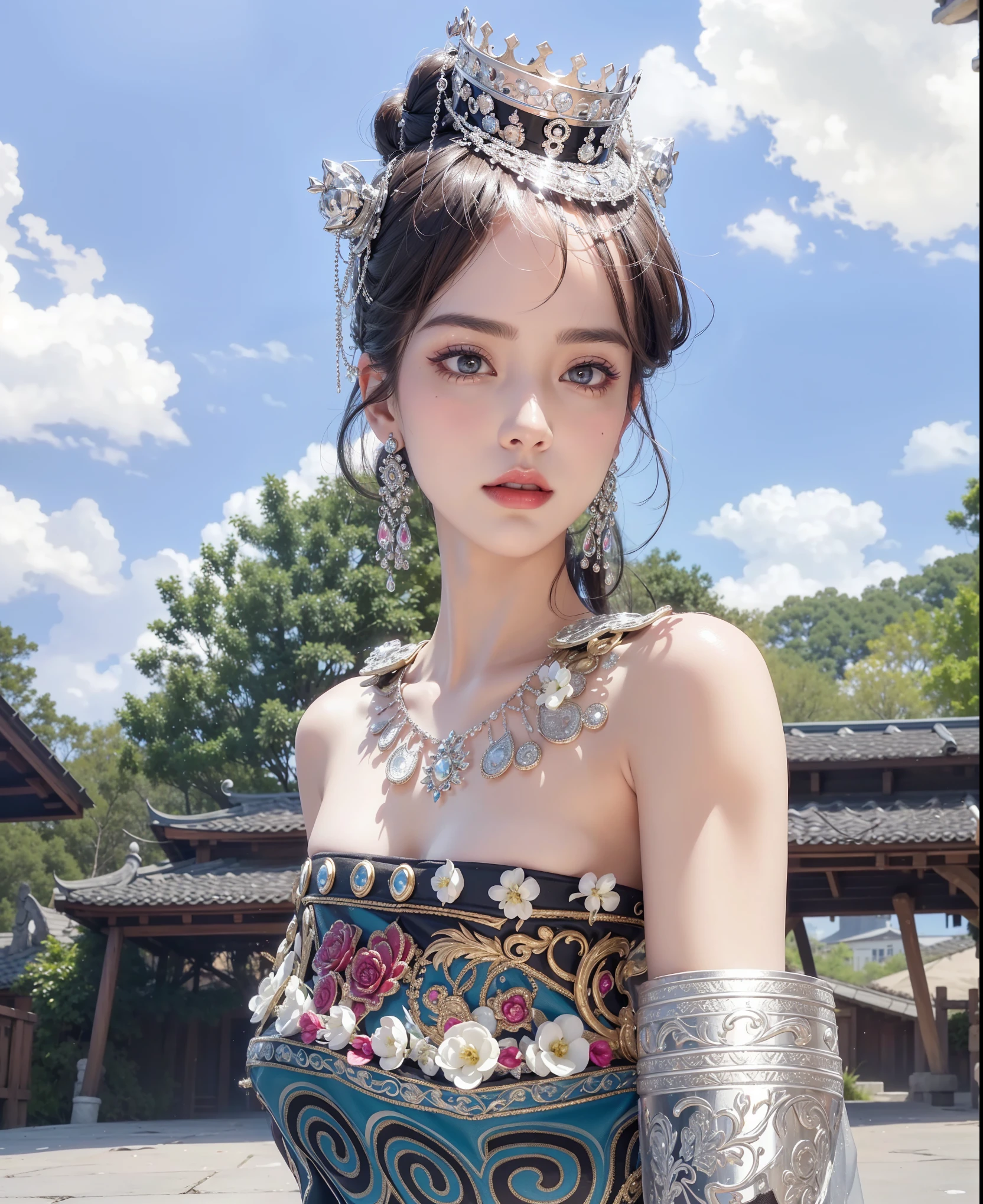 Royal sisters,Exquisite eyes,Frozen Queen,Put the crown on your head,Detailed facial expressions body,Tall and big,Glamorous characters,Leg length,4K,HD,Sensual,White translucent lace,白皙full image,Little cherry mouth,Beautiful and lovely,full image,Glossy Gel Coat,Vampire Queen in luxurious robes,Have a tattoo(Intricate tattoo designs),Ice Princess,Rich facial details,Wearing a gorgeous silver crown