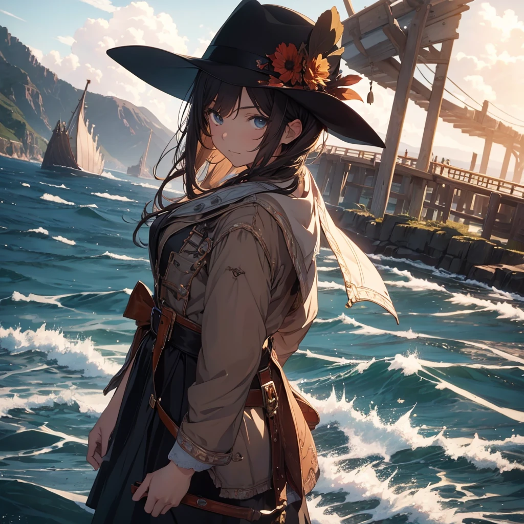 masterpiece, best quality, solo,1girl,looking at viewer,outdoor, cowboy shot,sea,anime style,
anne