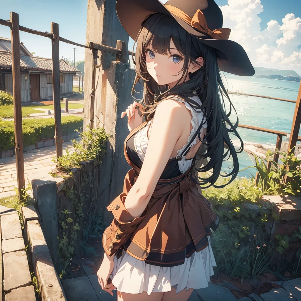 masterpiece, best quality, solo,1girl,looking at viewer,outdoor, cowboy shot,sea,anime style,
anne