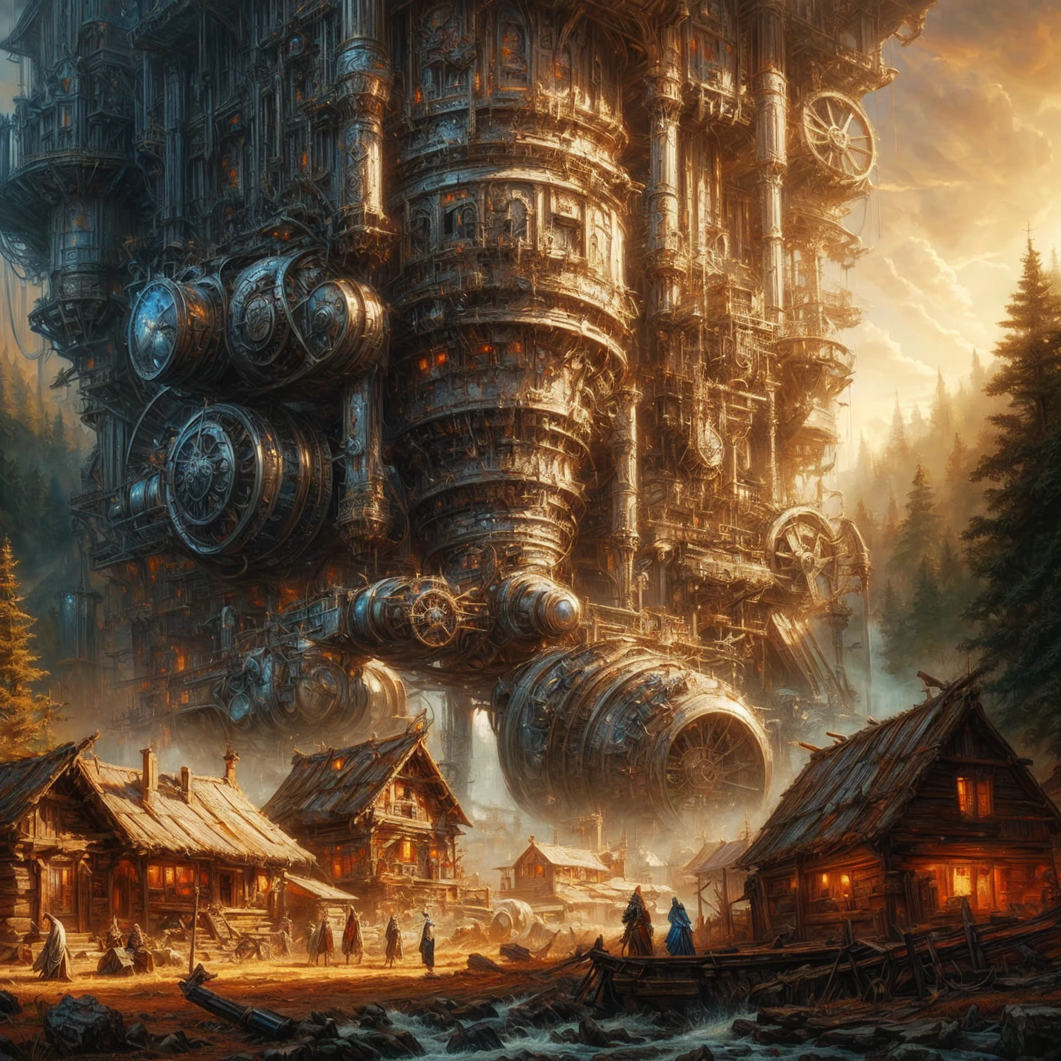 a painting of a bridge leading to a temple in the middle of a mountain, andreas rocha style, highly detailed fantasy art, detailed fantasy digital art, wide angle fantasy art, fantasy art landscape, breathtaking fantasy art, chinese fantasy, cyberpunk chinese ancient castle, inspired by Andreas Rocha, symmetrical epic fantasy art, impressive fantasy landscape, fantasy matte painting，cute