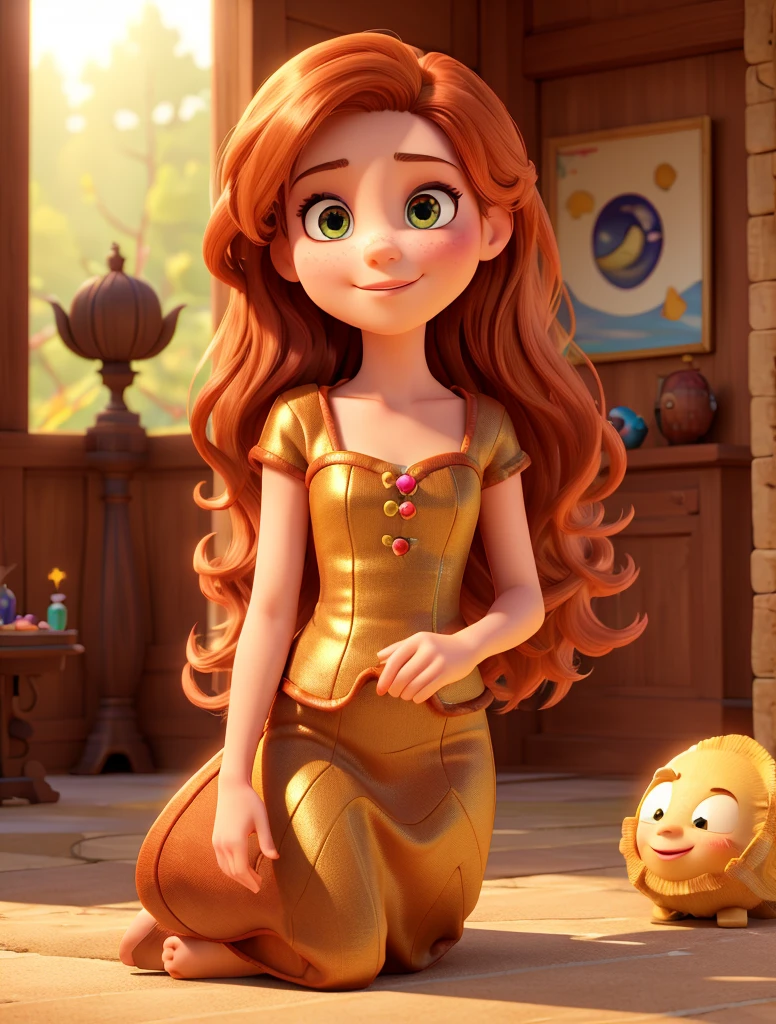 (8k,masterpiece,There's nothing wrong with it., Realistic :1.3), best quality, portrait , Realistic, face focus, 1 woman, brown long hair, Little mermaid costume , ( comfortable:1.2), temple background, (breeze:1.2),(sun lighting:1.2)