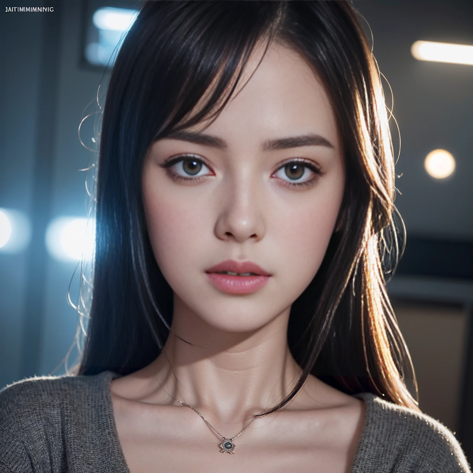 ultra realistic 8k cg, picture-face perfect, young woman, work of art, professional art, famousartwork, face perfect, beautiful face, beautiful eyeballs, ((ideal female body)),(exciting atmosphere, Bright dark:1.5,shine light:1.2,bright lighting),(blush:0.5),seductive facial expression, extremely detailed, beautifully detailed background, Depth of field,realisitic:1.3, Remote plane,1 young woman, checkered pajama, (ambient light:1.3),(film composition:1.3),(neon lights:0.1),(HDR:0.1),Accent lighting