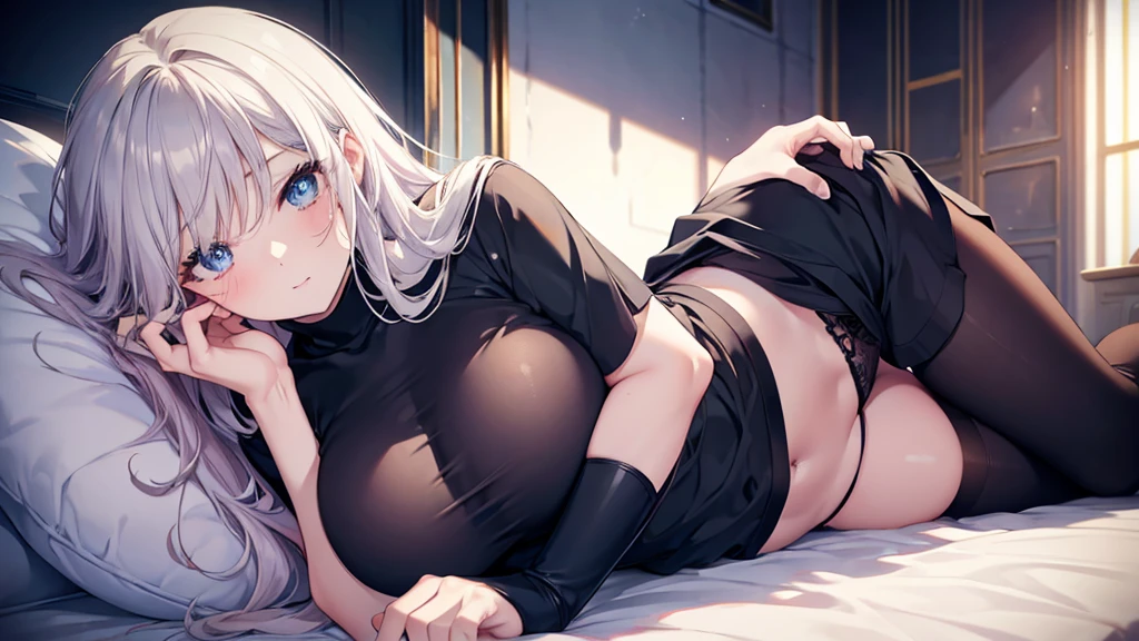 Two arms. Five fingers. Two legs. Beautiful eyes. One body. Night. Late at night. Dark. Front view. Underwear. Bed. Lying down. Before sleep. In a room. Clear face. Beautiful face. High quality. 8K highest quality. Top quality. Masterpiece. Realistic background. Beautiful eyes. Beautiful body. Beautiful face. Accurate body. Beautiful hair. Beautiful background. Beautiful. Beautiful hands. Accurate hands. Cute. Sexy body. Sexy. From the front. Big breasts. Older woman. Excited. Blushing.