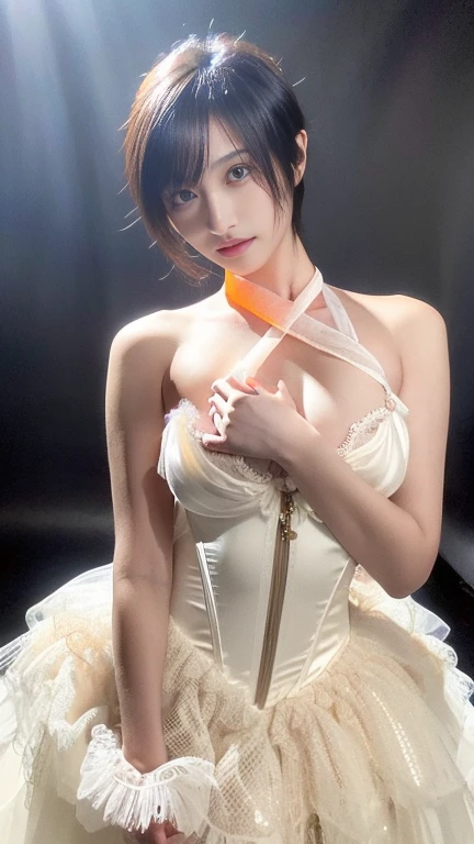 15 year old beautiful girl,Perfectly crafted eyes,Short cut with smooth and shiny hair、3D image、Crystal clear white skin,Bust is very very large、Full body image、The background is the temple、High resolution、high resolution、Standing naked and seductive、high resolution写真、Doing erotic poses、Poses that accentuate the chest、Lipstick is light orange、Hairless genitals、Clear, sharp images of the lower body