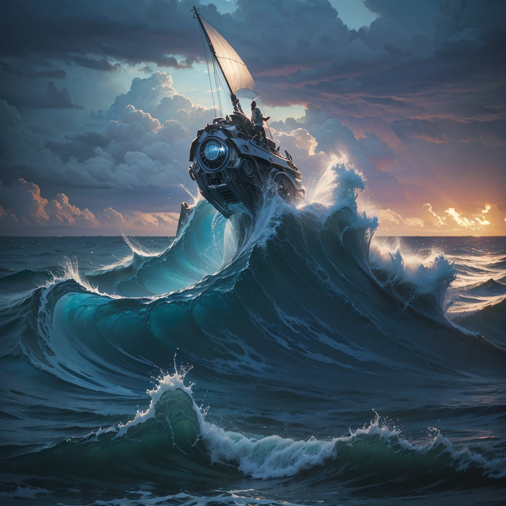 Poseidon with long blue hair holding a trident, dramatic lighting, expressive blue eyes, (best quality,4k,8k,highres,masterpiece:1.2),ultra-detailed,(realistic,photorealistic,photo-realistic:1.37),HDR,UHD,studio lighting,ultra-fine painting,sharp focus,physically-based rendering,extreme detail description,professional,vivid colors,bokeh,concept art,fine art,seascape,ocean waves,crashing waves,stormy sky,moody lighting,dramatic atmosphere