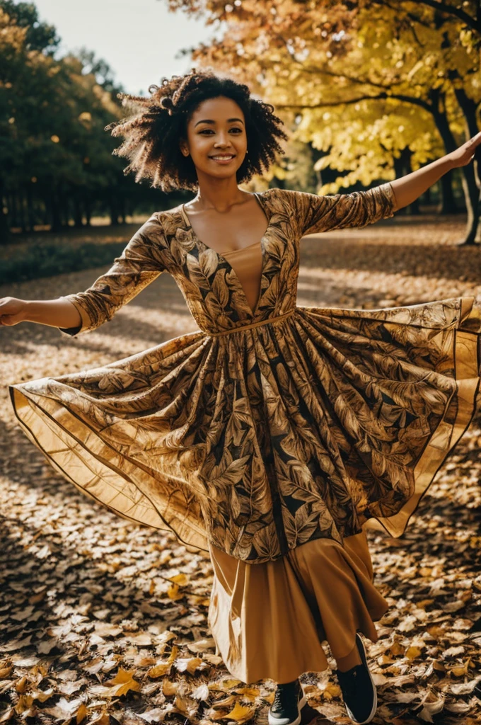 A woman dressed in leaves to dance a dance