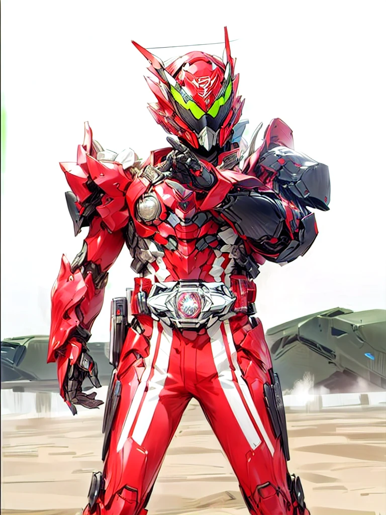 Kamen rider drive final form with red armor, realistic,