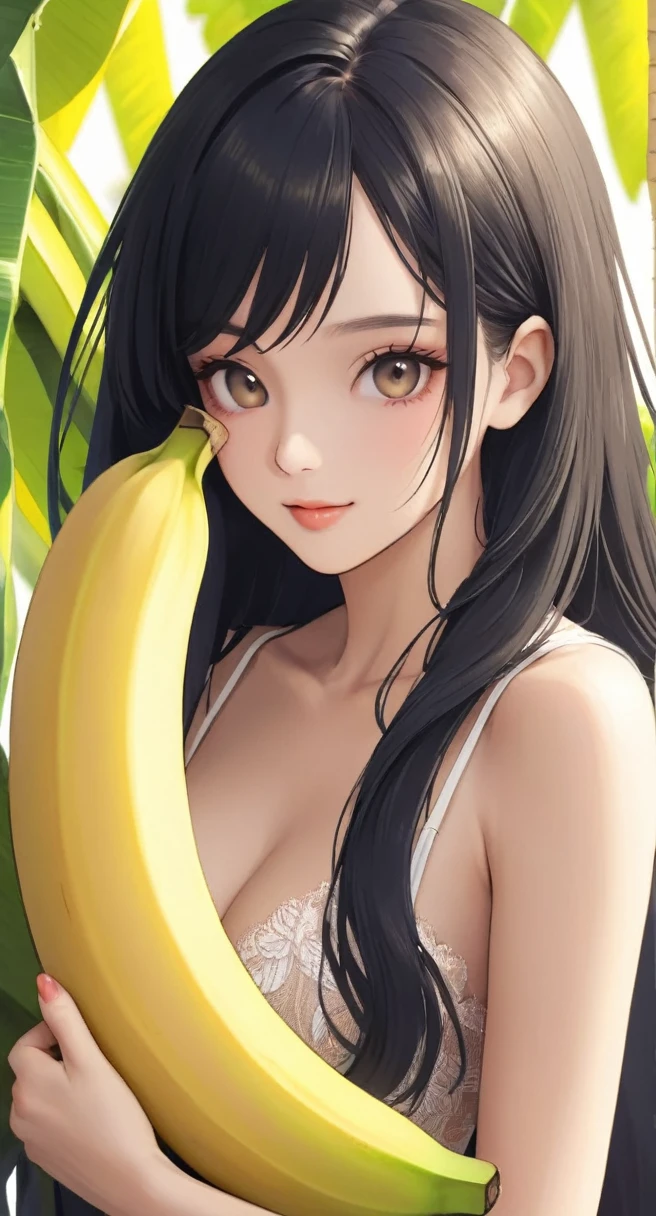 Banana and beautiful girl