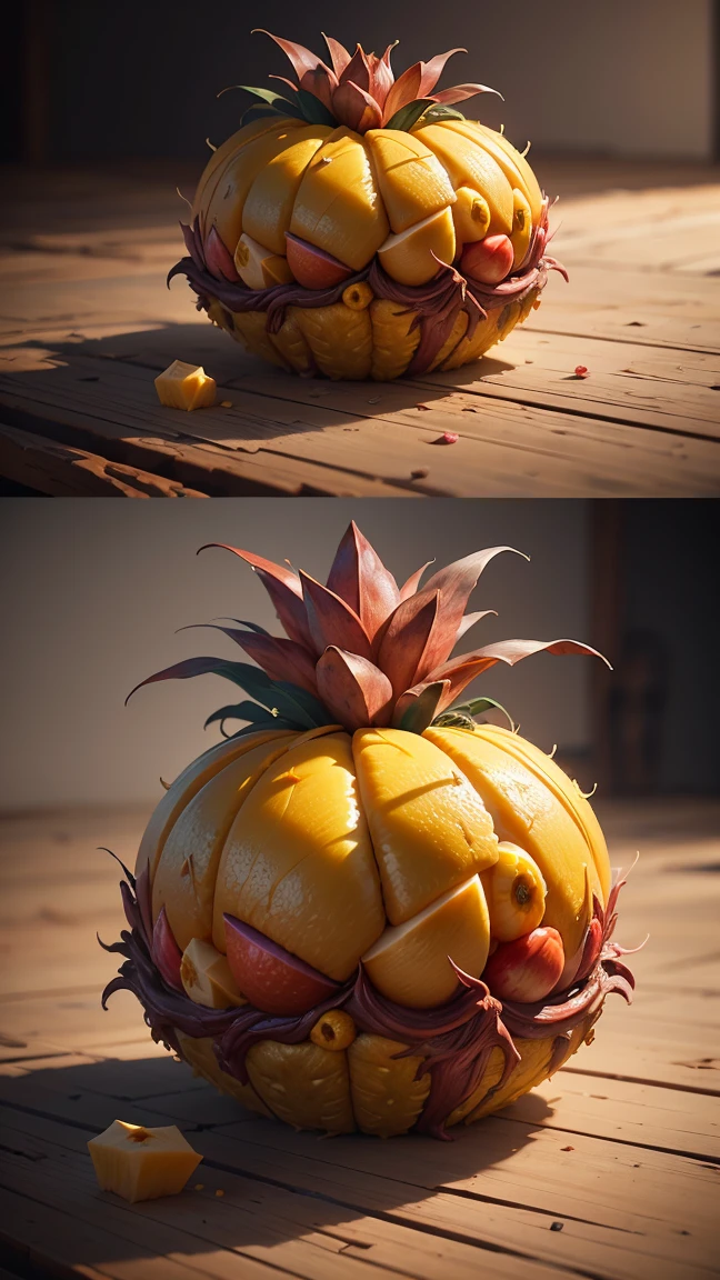 hyper detailed masterpiece pineapple ,dynamic,awesome quality,floating liquid plant,ral-passion fruit,photorealistic,cinematic lighting,3d,highly detailed,intricate details,ultra-realistic,ultra-detailed,hyperrealistic,hyper-realistic,octane render,4k,8k,highly detailed description,sharp focus,extremely detailed,professional digital art,concept art,studio lighting,physically-based rendering,volumetric lighting,vibrant colors,natural colors,realistic textures,vivid colors,dramatic lighting
