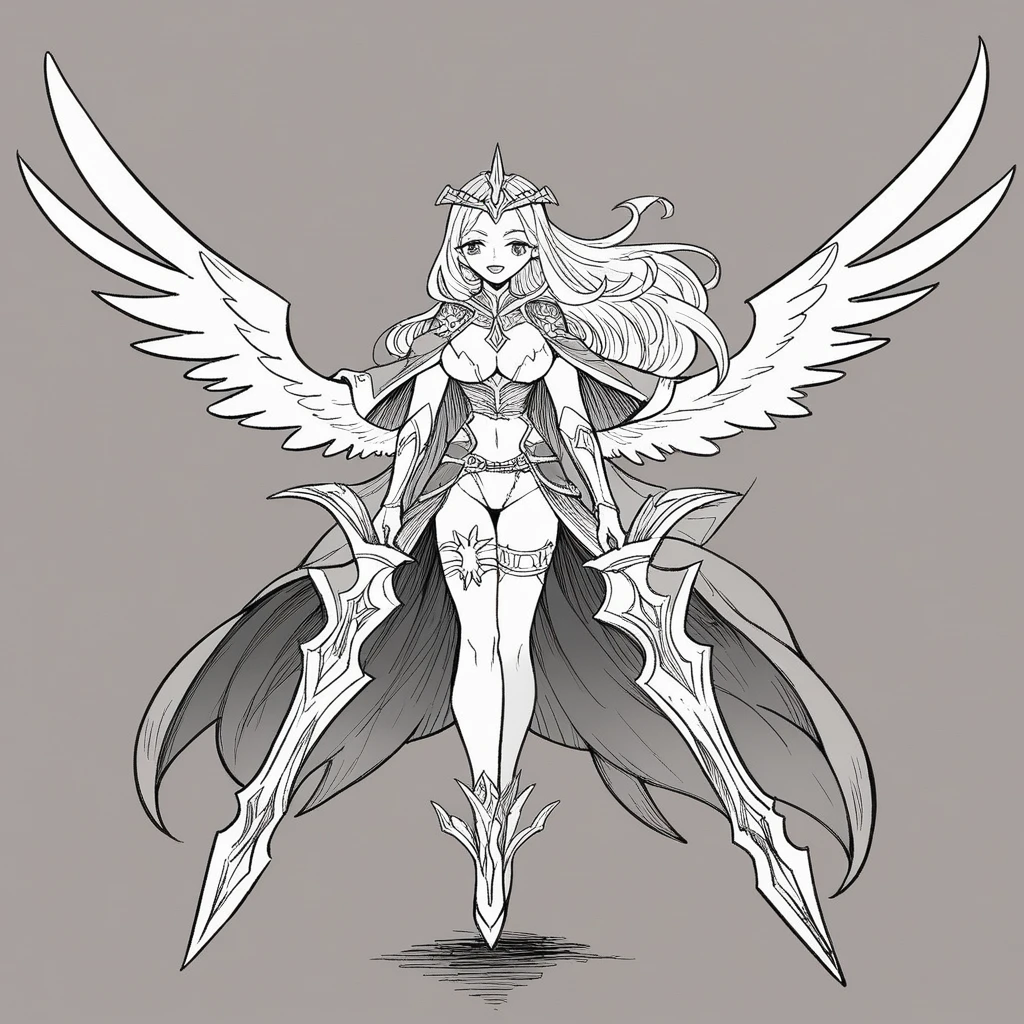 ((Highest quality)), ((masterpiece)), (detailed), (Perfect Face)、Women are messengers of God and great angels.6Archangel and goddess Extia with wings and a shining halo above her head.、The woman is the beautiful Queen of the Gods, Goddess Extia, with medium-longblue hr. She is wearing a ge wedding