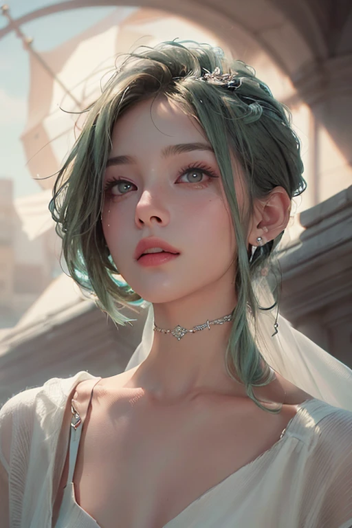 best qualtiy，tmasterpiece，Ultra-high resolution，（realisticlying：1.4），RAW photogr，beautiful photograph (N4T3 mm:0.99), A 20-year-old woman, Small and beautiful, standing on your feet，cabellos largos dorados, 耳Nipple Ring，choker necklace，Issuing，Coffee-colored cardigan sweater，Lilac slip dress long dress，Light green wedding dress，Solid color panties，Bare legged，long leges，high-heels，Big wind，In the daytime, beachside，Beautiful nipples,Are thin,Flat ,Small breasts, (Masterpiece:1.2) (Photorealistic:1.2) (bokeh) (Best quality) (Detailed skin:1.2) (Intricate details) (In the daytime) (32K) (hdr) (Cinematic lighting) (Sharp focus), (Looking at the camera:1.1), ((closeup portrait:1.2)), (Earrings),