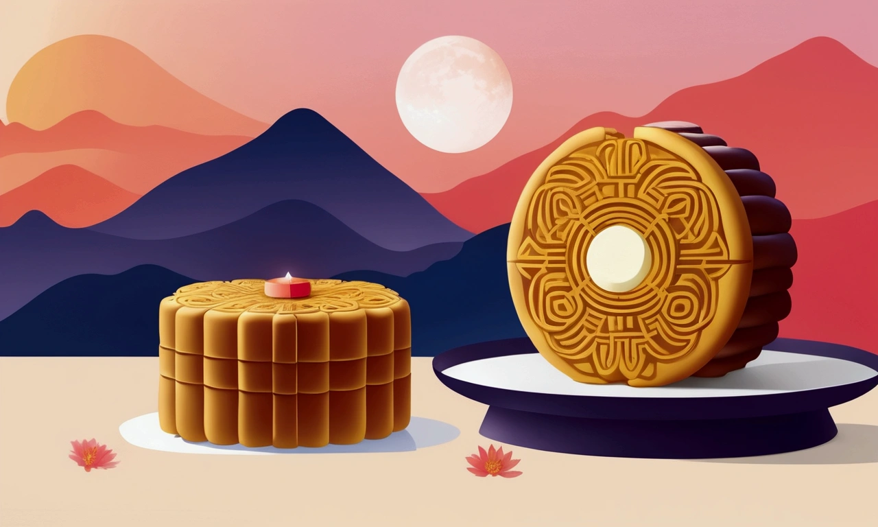 Mid-Autumn Festival poster design,moon cake,moon,Liu Ye,Chen Jialing,Ando,Minimalism,Gradient,transparent