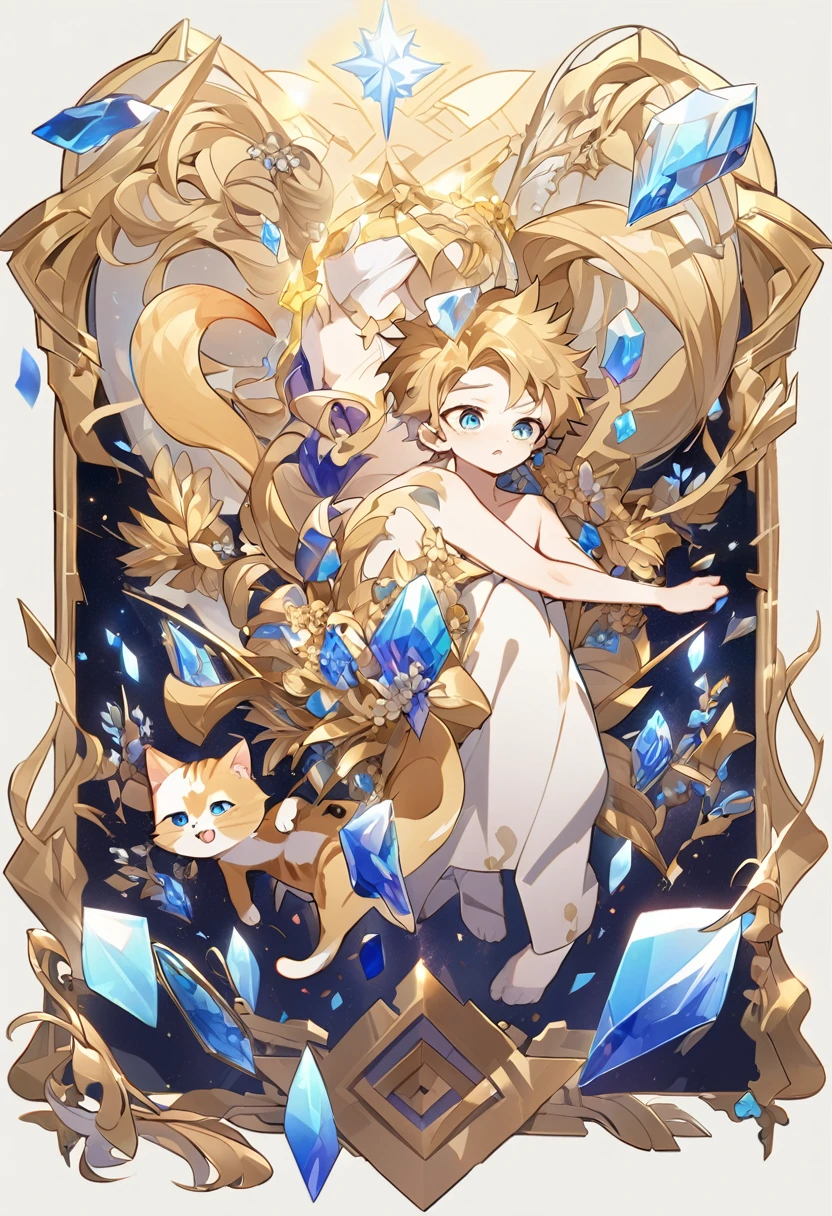 Little male cat,Boys,Has a tail,Lovely,Thin,struggle,eternal,gold,gold化,crystal,gold粘液,脚变成gold,手变成gold,gold蔓延脚,gold脚,gold手,illumination,gold人,gold化,脚被变成gold,charming,Boys们 ,gold脚,Full body portrait,smooth的,Thin,gold手臂,gold小腿,gold躯干,全身gold,gold小男孩,struggle,smooth,No clothes,nude,crystal手,