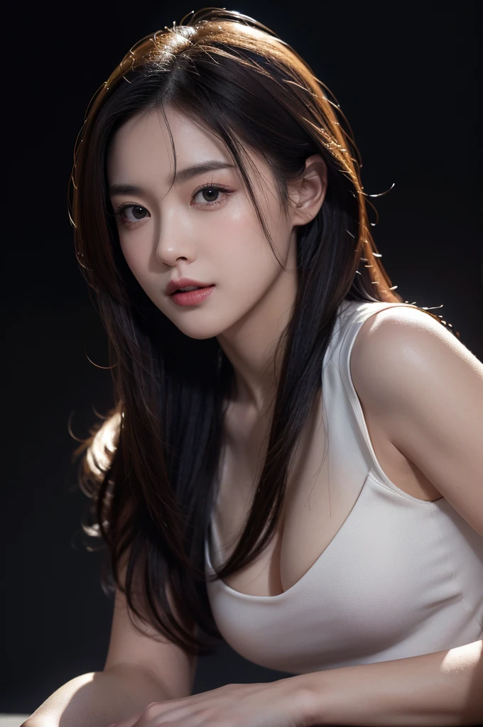 masterpiece, Highest quality, shape, Very detailed, In detail, High resolution, 8k wallpaper, Perfect dynamic composition, Beautiful attention to detail , Sexy Face,Ecstatic expression,The face of someone at the peak of sexual arousal, View your audience, ((Dark Background)), Mark Demsteder Style,