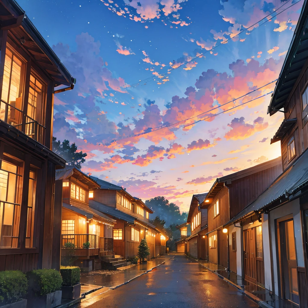 Peaceful neighborhood, dramatic lighting